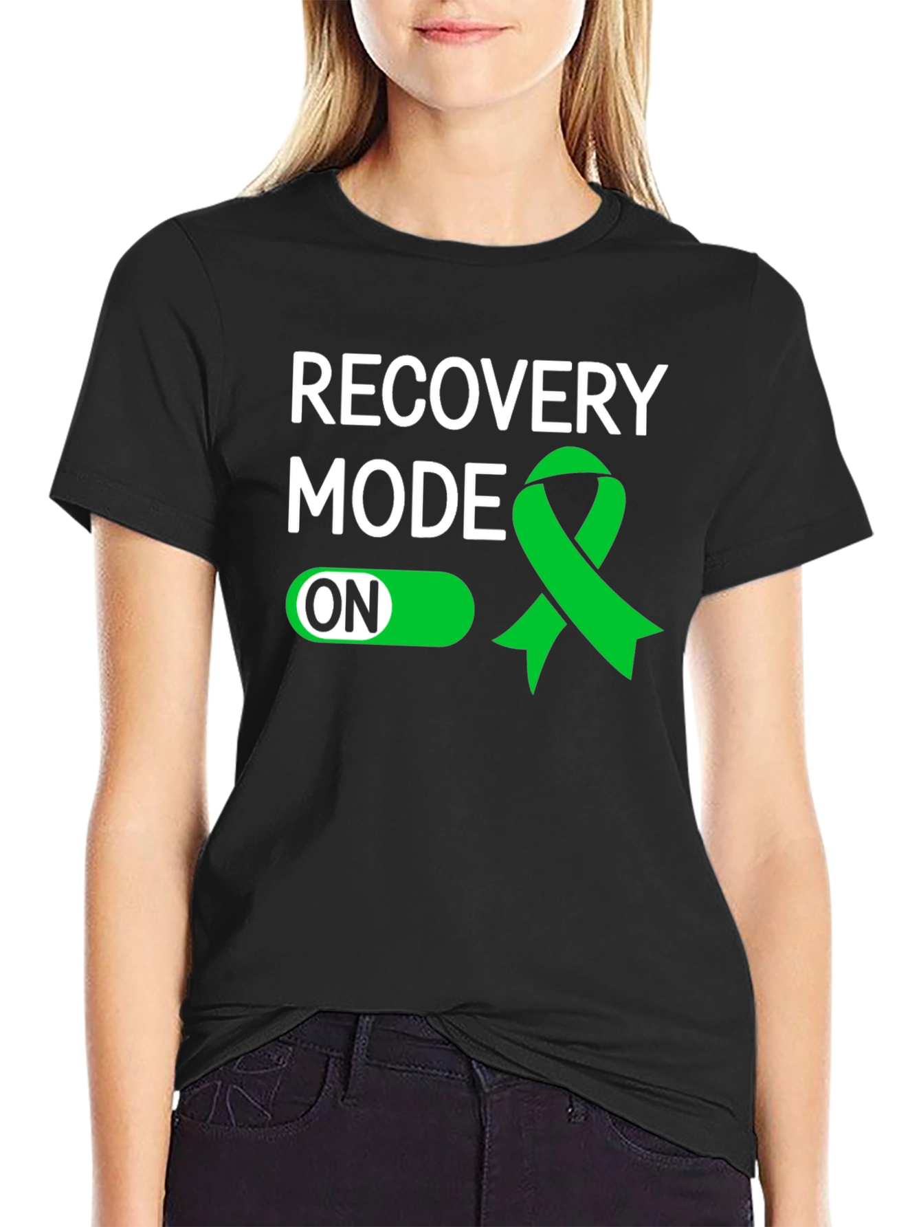 Black Recovery Mode ON T-Shirt - Mental Health Awareness view 2