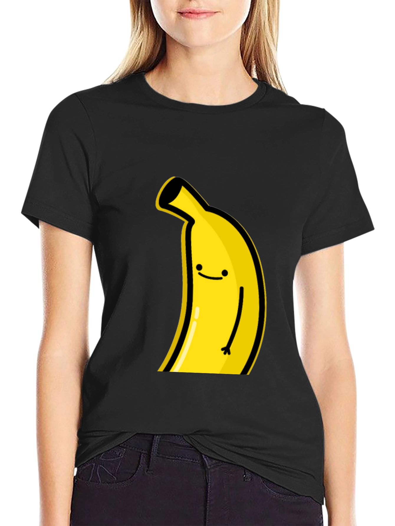 Black Funny Banana Graphic Tee - Black Cotton T-Shirt view 2
