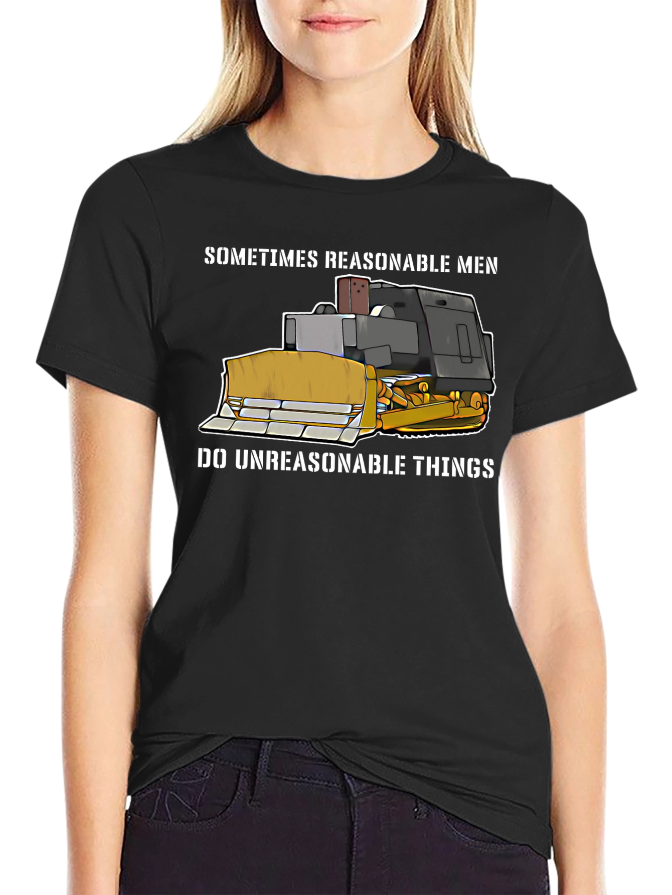 Black Reasonable Men Bulldozer T-Shirt view 2
