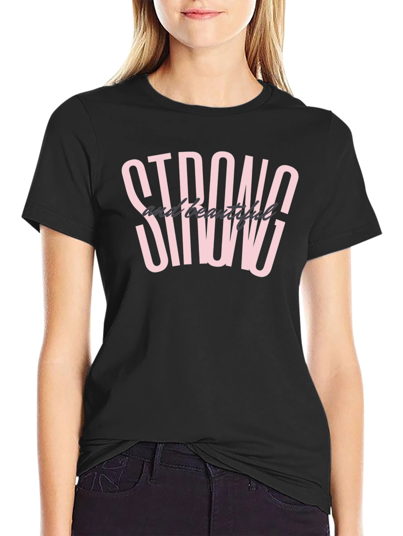 Black Strong and Beautiful Graphic Tee view 2