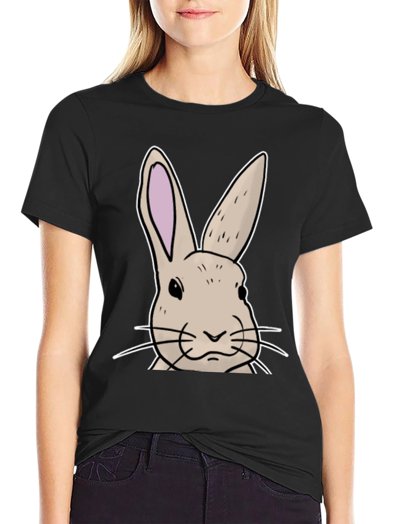 Black Bunny Graphic T-Shirt - Soft Cotton Blend view 2
