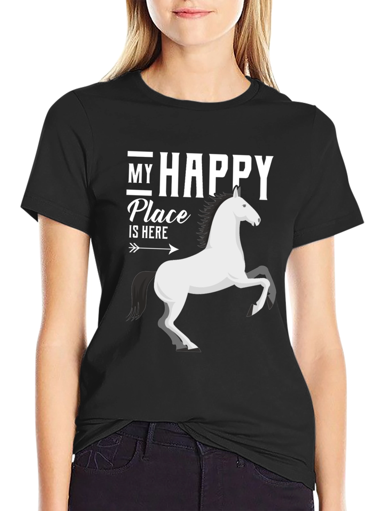 Black Happy Place Horse T-Shirt view 2
