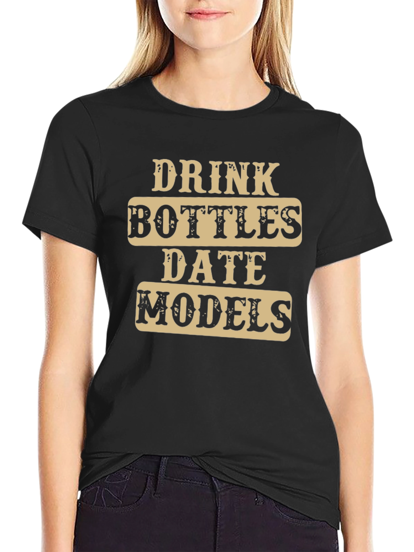 Black Drink Bottles Date Models T-Shirt view 2