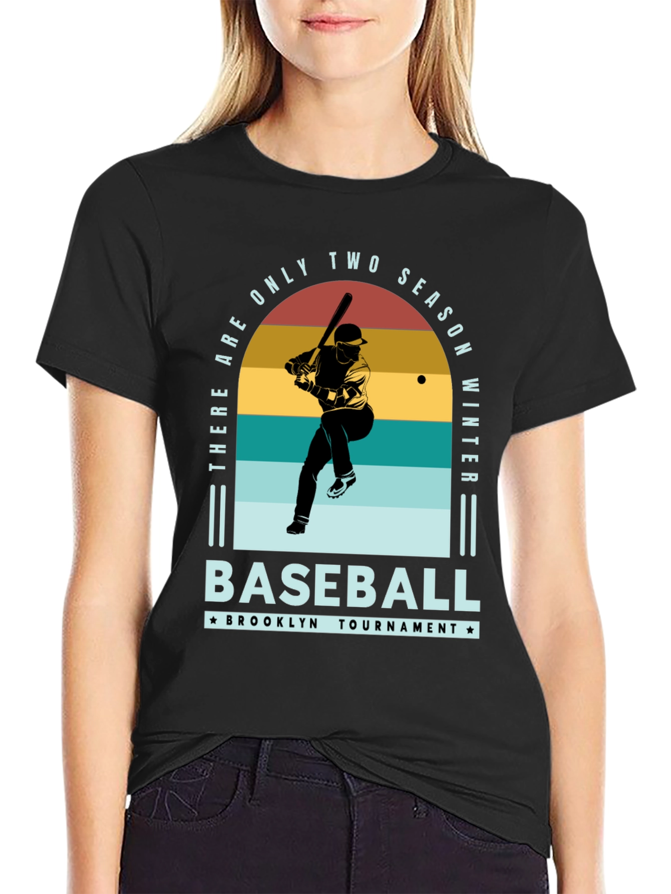 Black Vintage Baseball T-Shirt - Brooklyn Tournament view 2