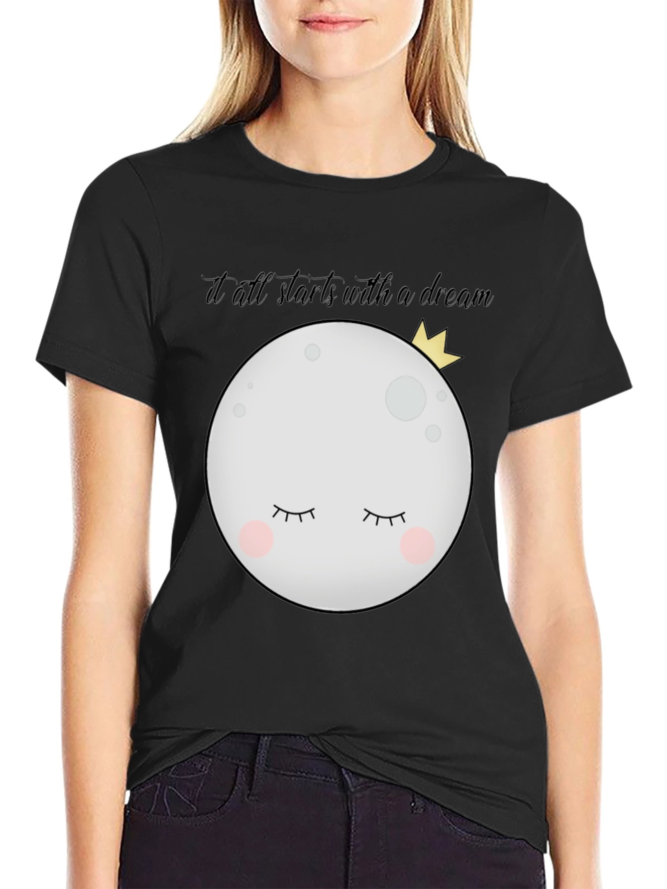 Black Dreamy Moon Graphic Tee view 2