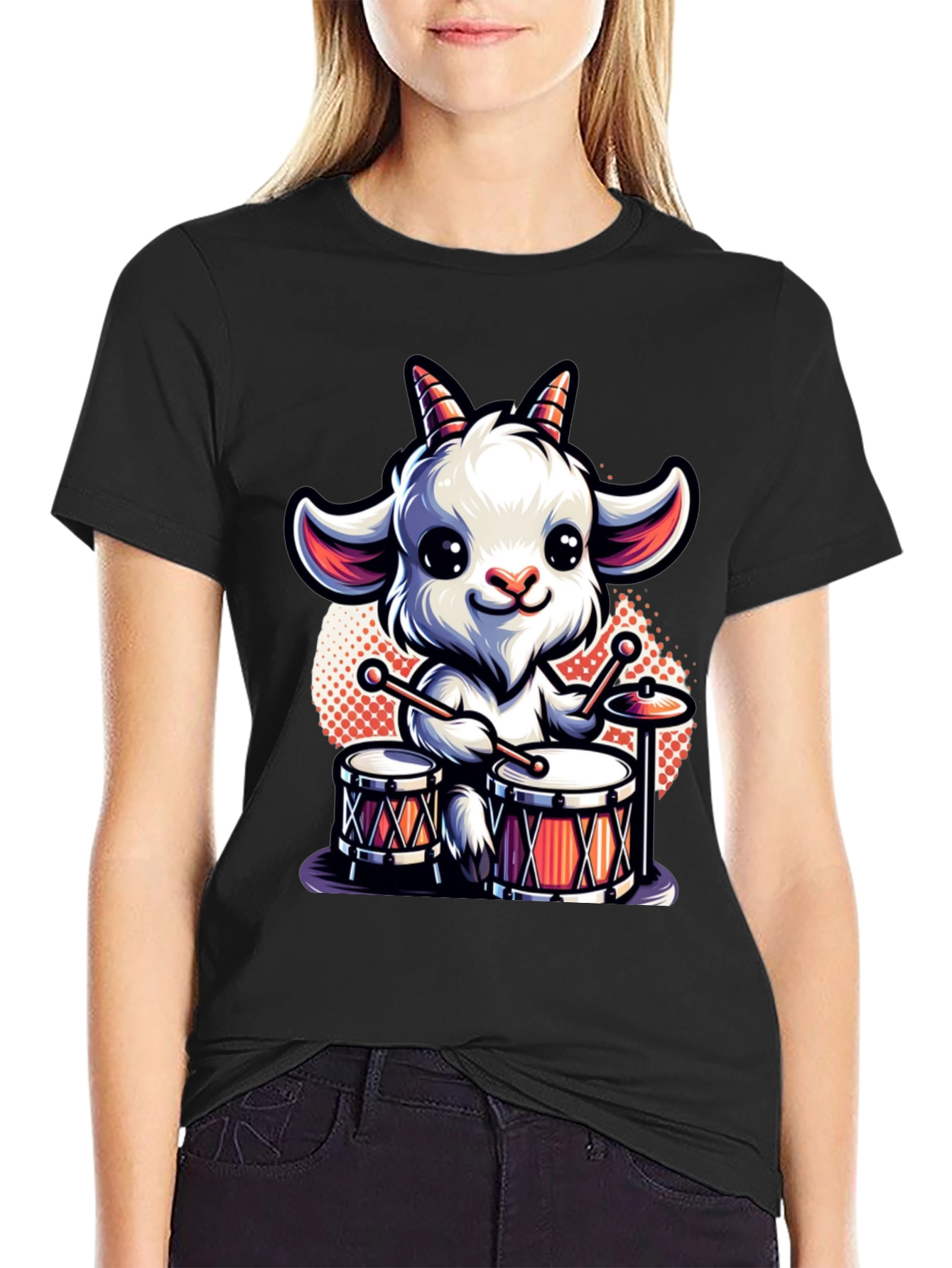Black Goat Drummer Graphic Tee - Black view 2