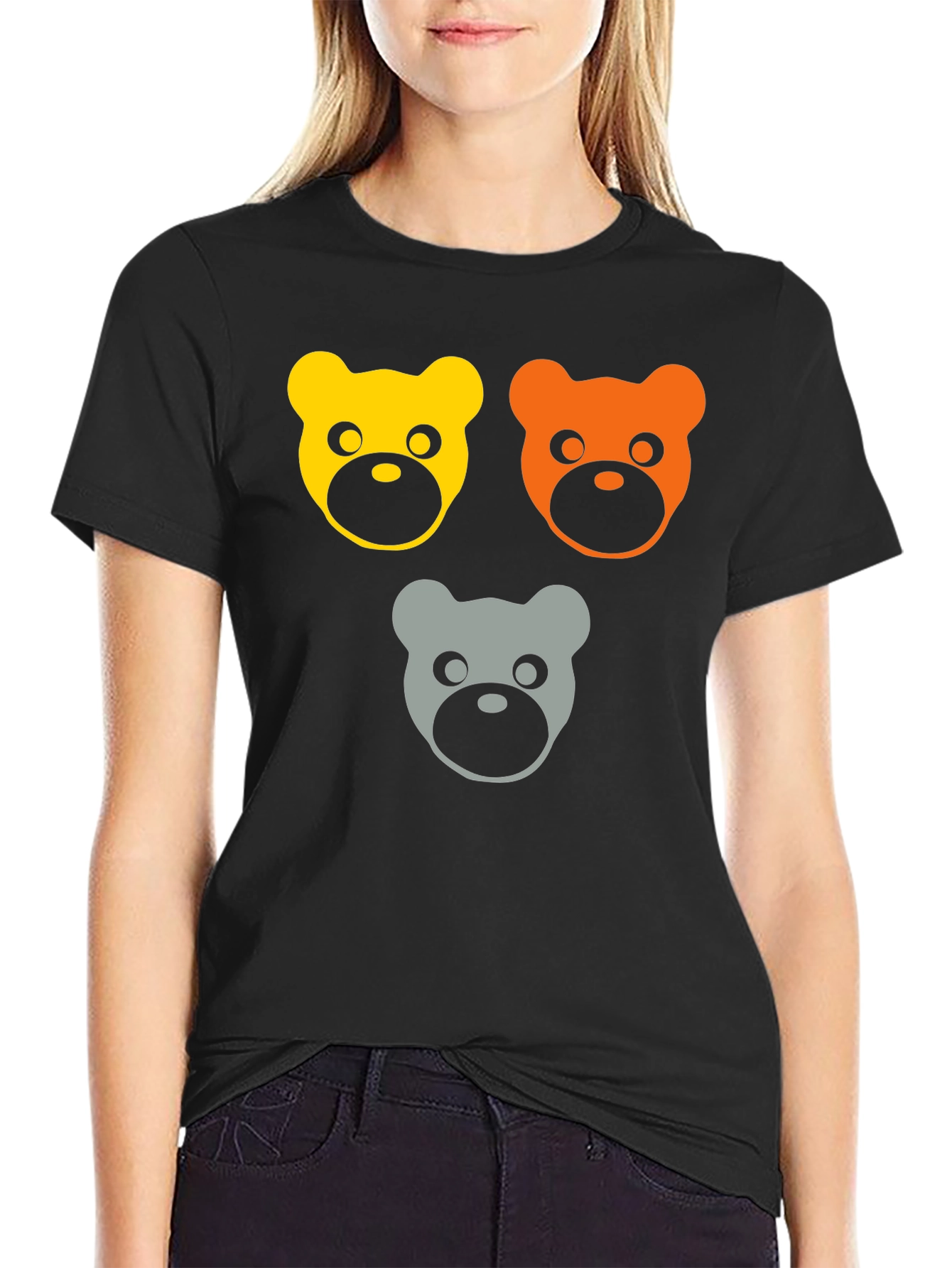 Black Cute Bears Graphic Tee - Black T-Shirt view 2