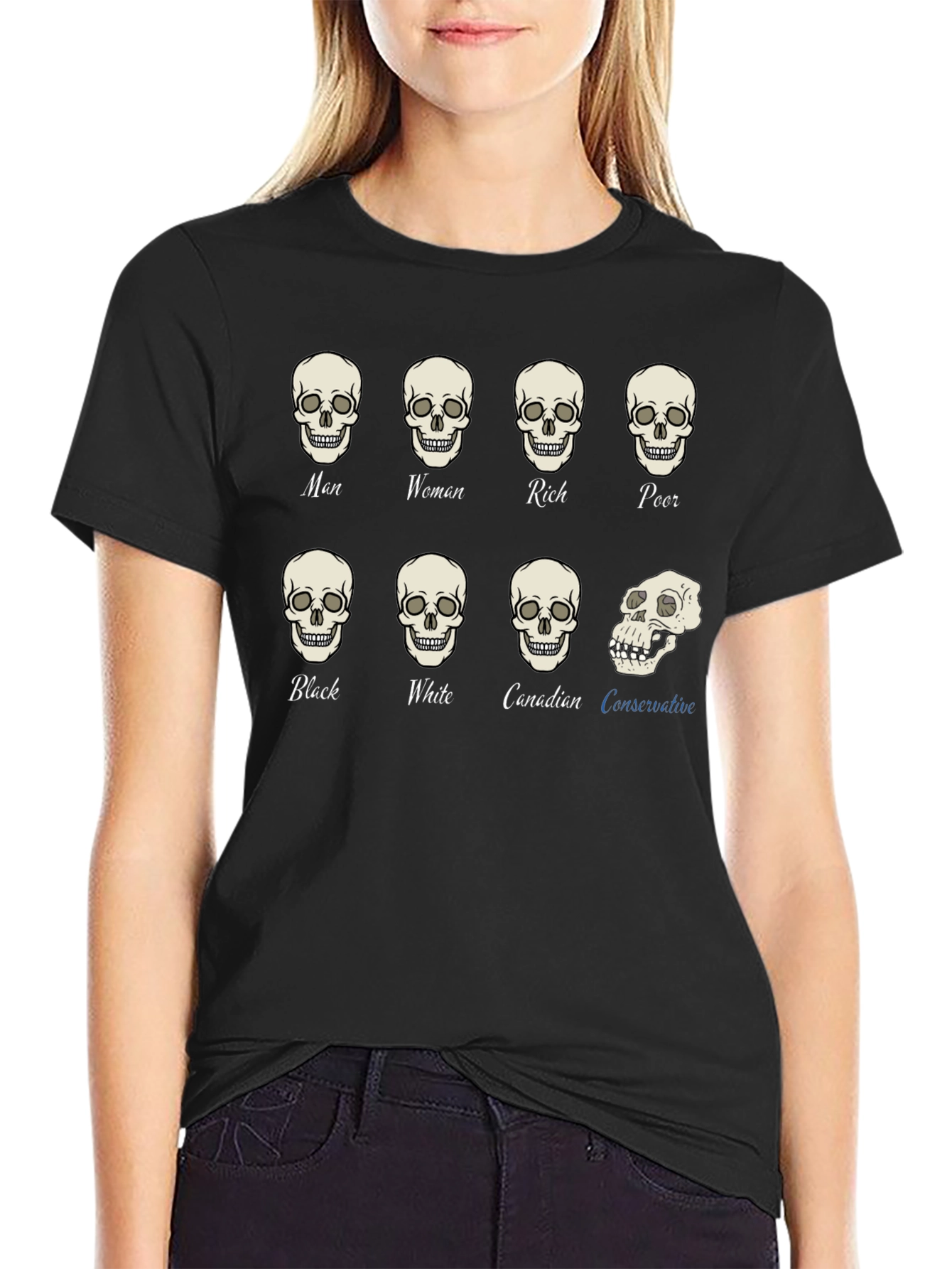 Black Equality T-Shirt: All Skulls Look the Same view 2