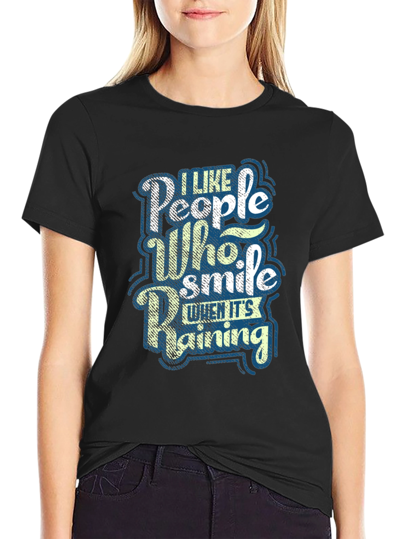 Black I Like People Who Smile When It's Raining Graphic Tee view 2