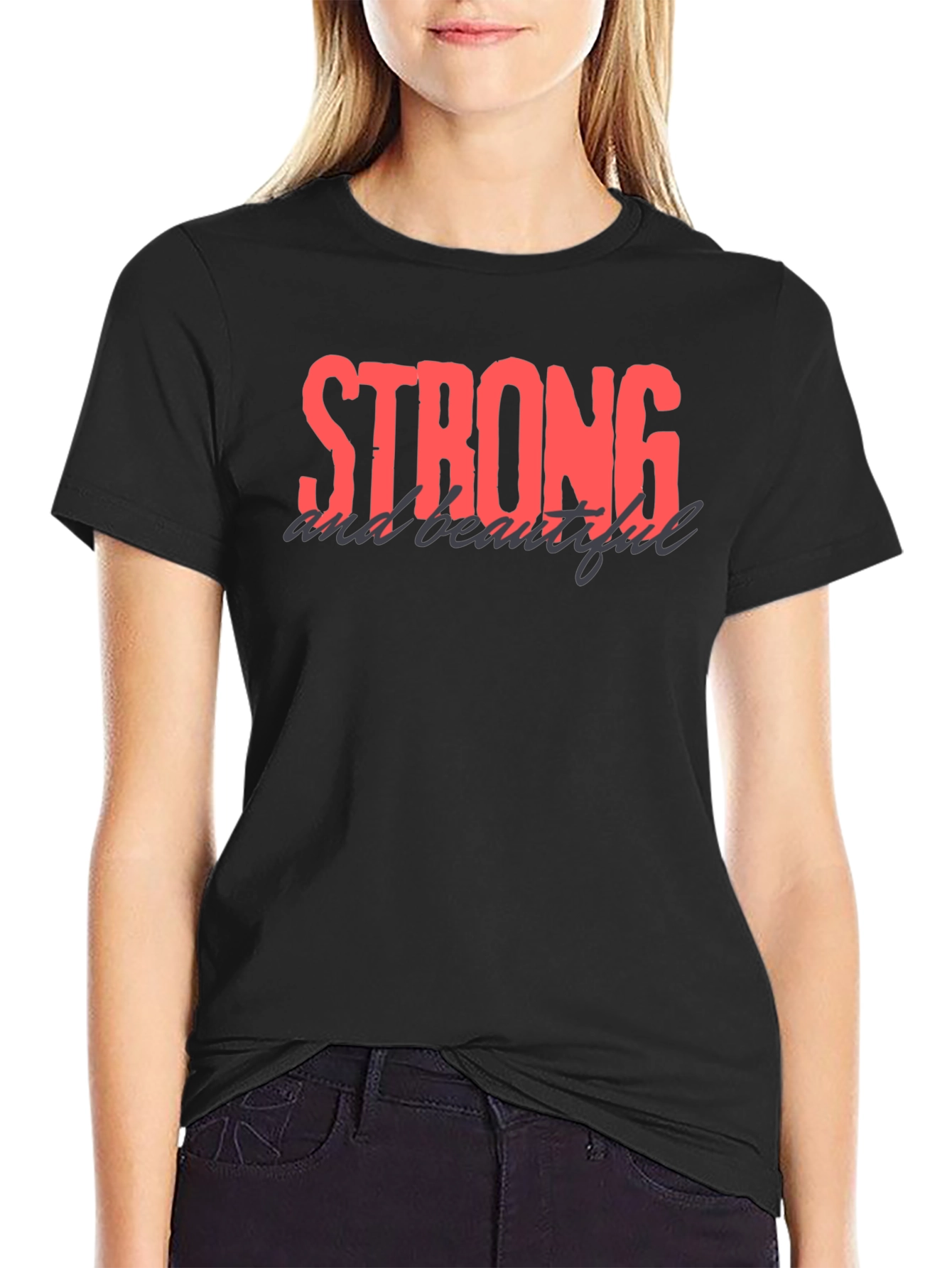 Black Strong and Beautiful Black Graphic Tee view 2