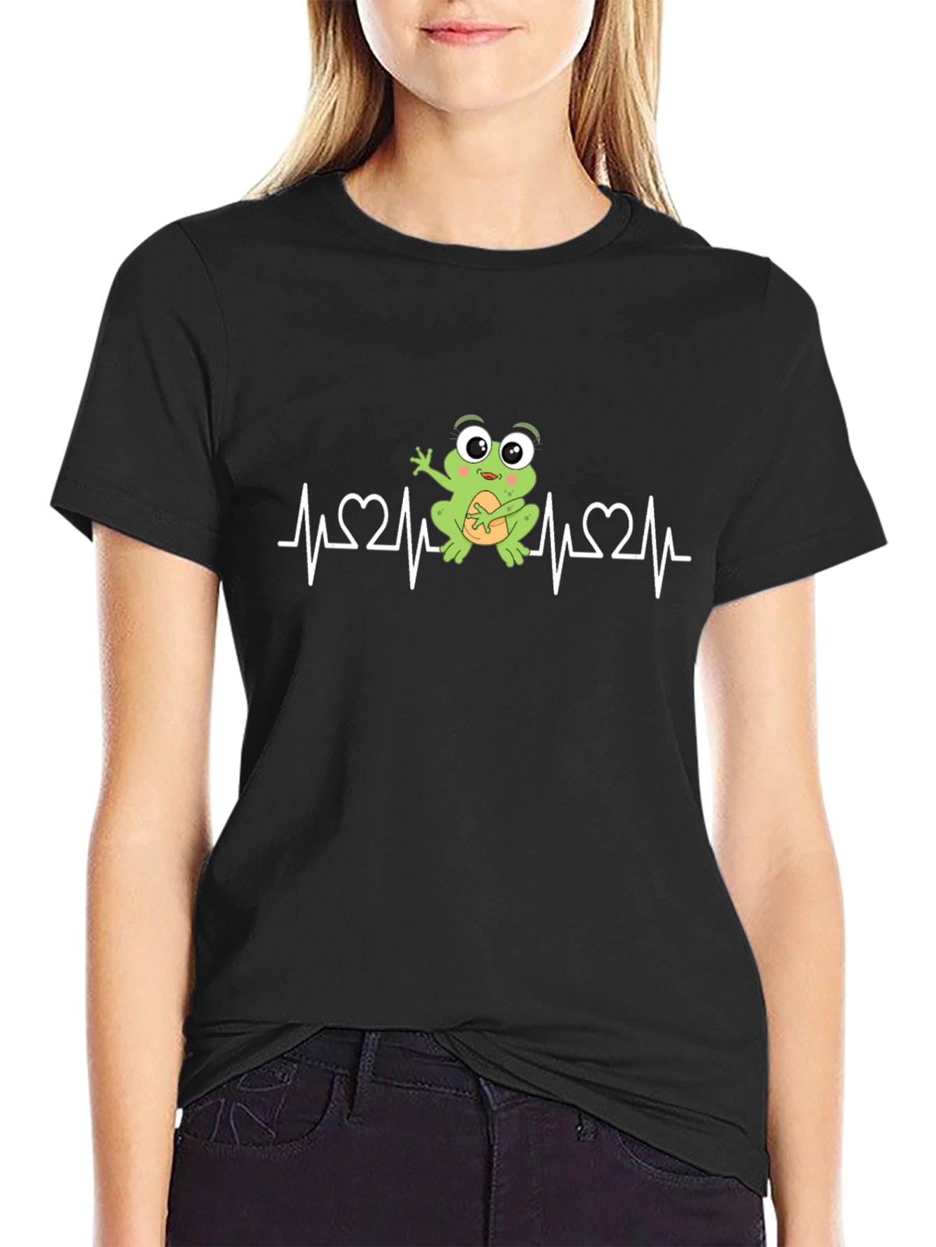 Black Frog Heartbeat T-Shirt - Ribbiting Style! view 2