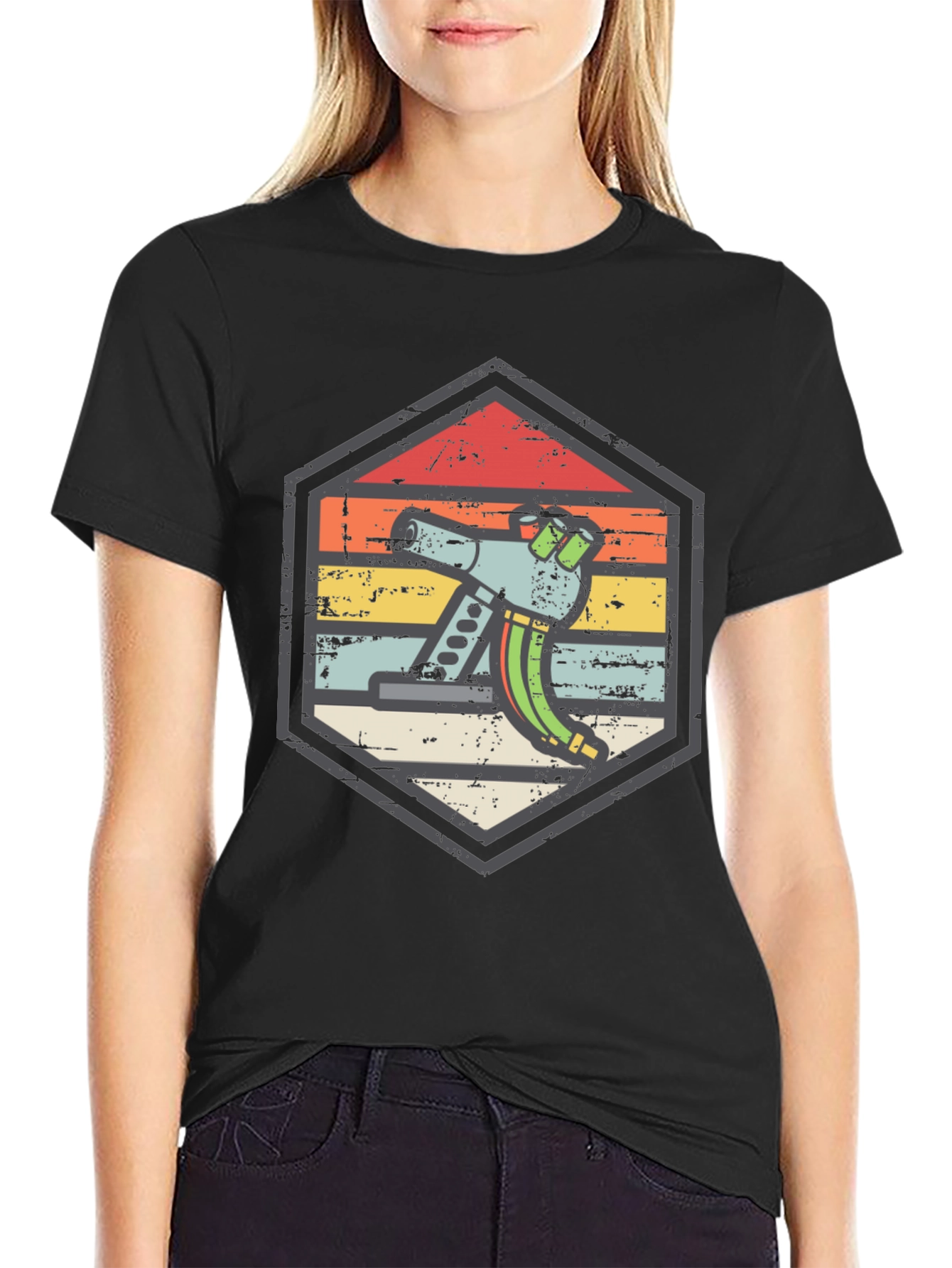 Black Retro Microscope Graphic T-Shirt view 2