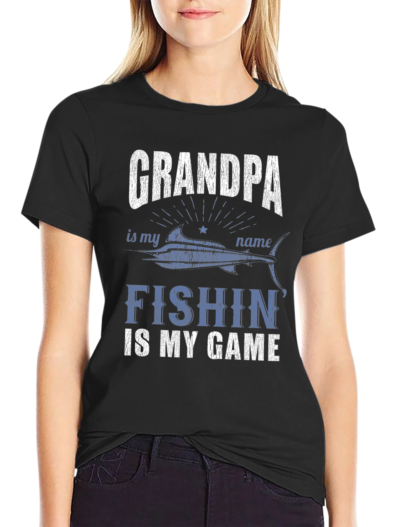 Black Grandpa Fishin' Game T-Shirt view 2