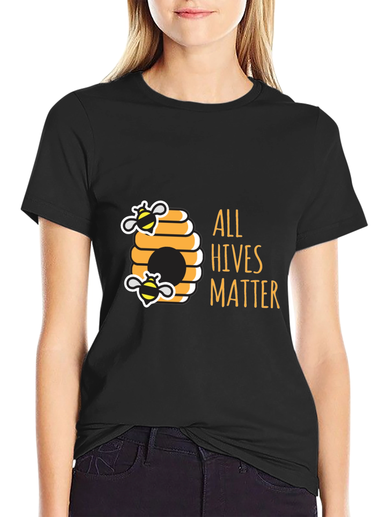 Black All Hives Matter Black T-Shirt - Bee Kind view 2