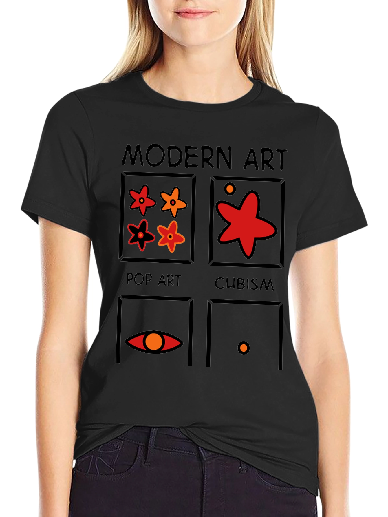 Black Modern Art Styles Graphic T-Shirt view 2