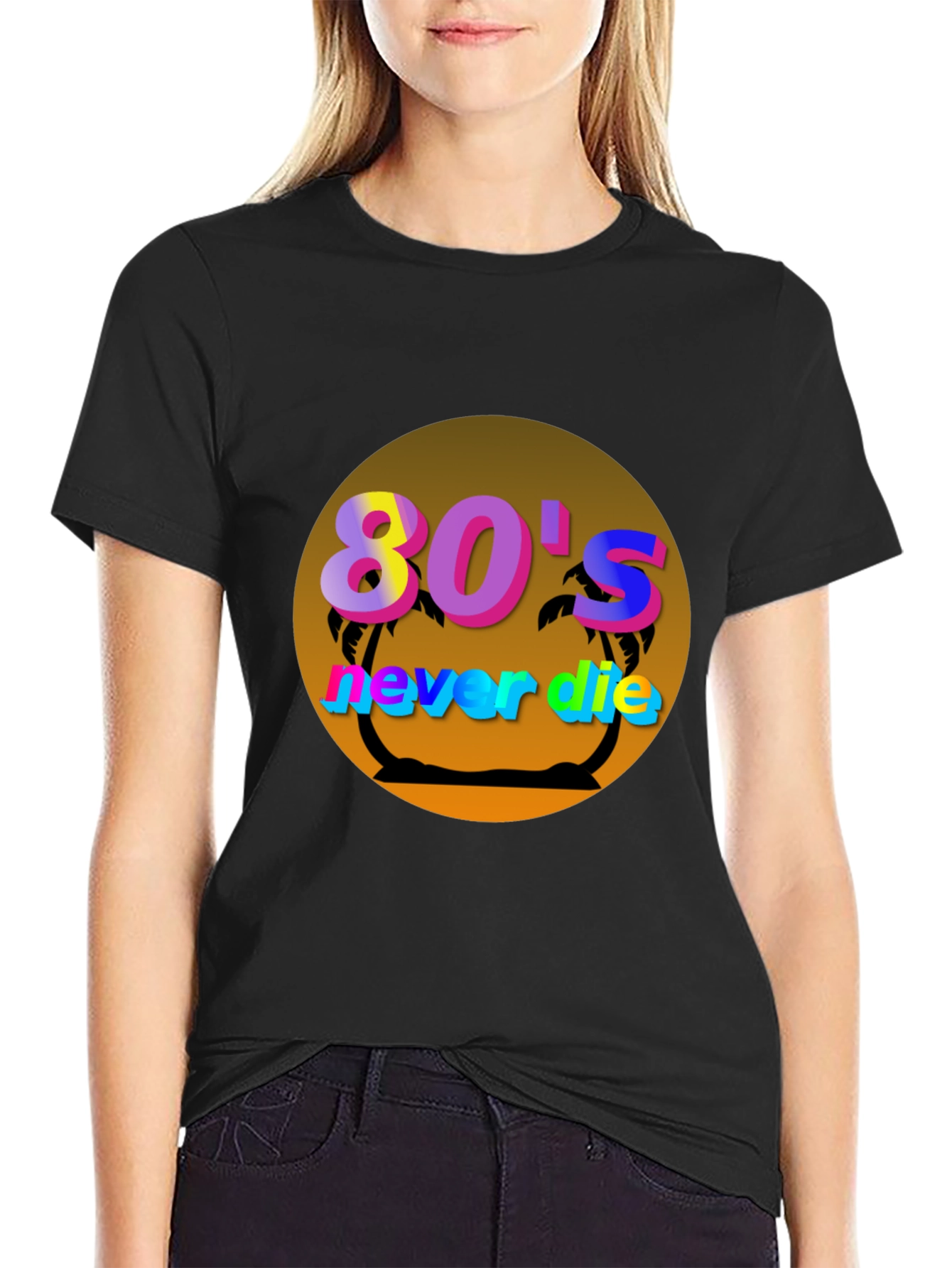 Black 80's Never Die Graphic Tee view 2