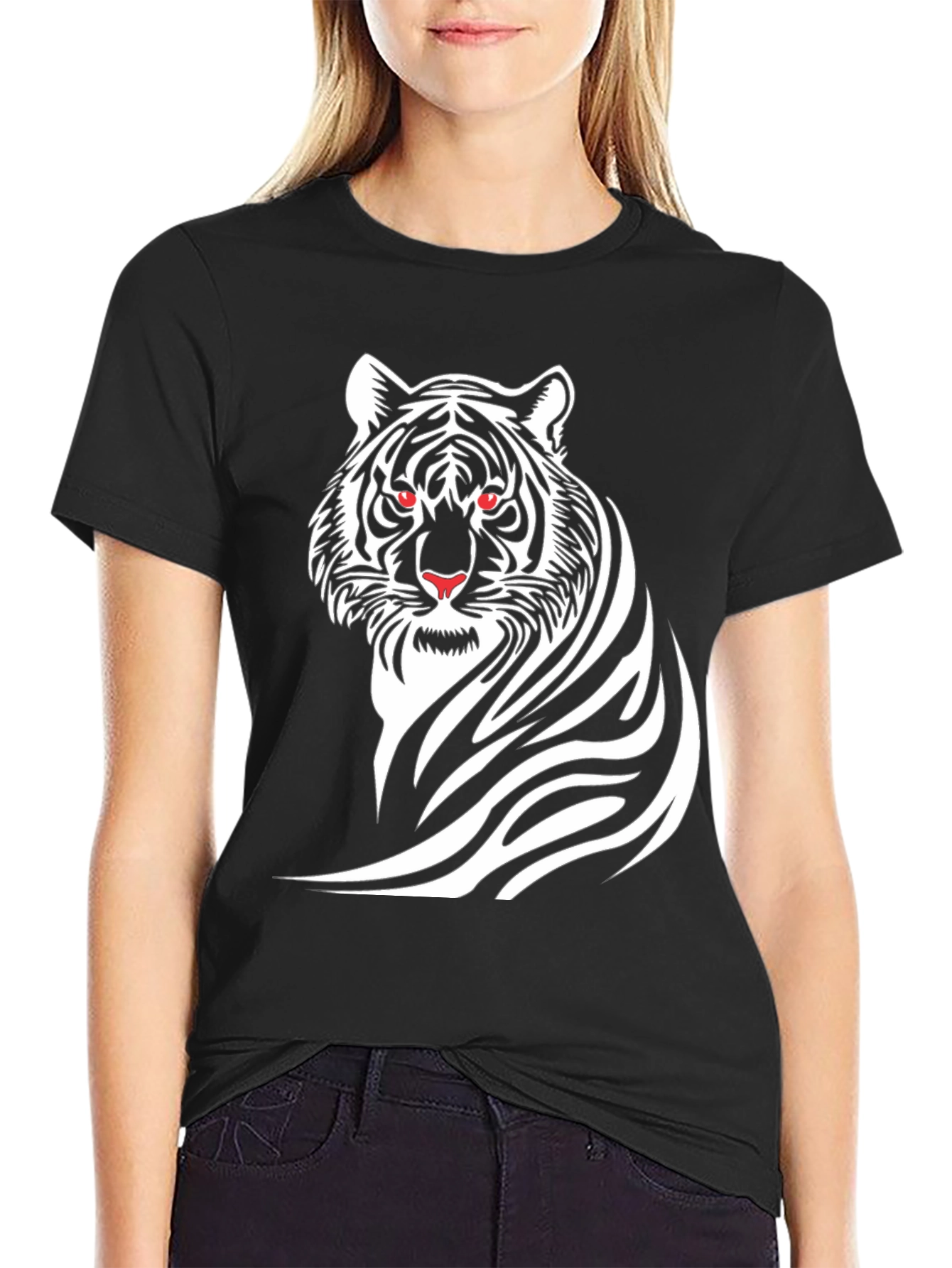Black Bold Tiger Graphic Tee - Black Cotton T-Shirt view 2