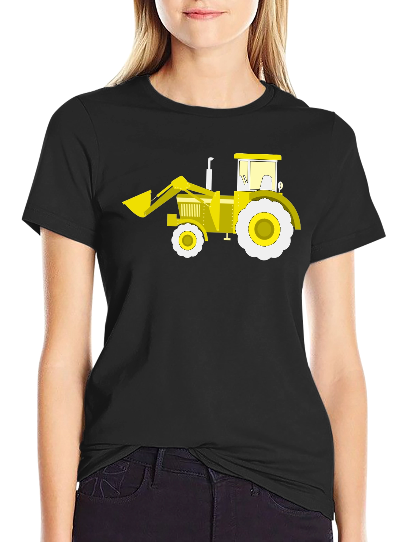 Black Tractor Graphic Tee - Black Cotton Crew Neck view 2