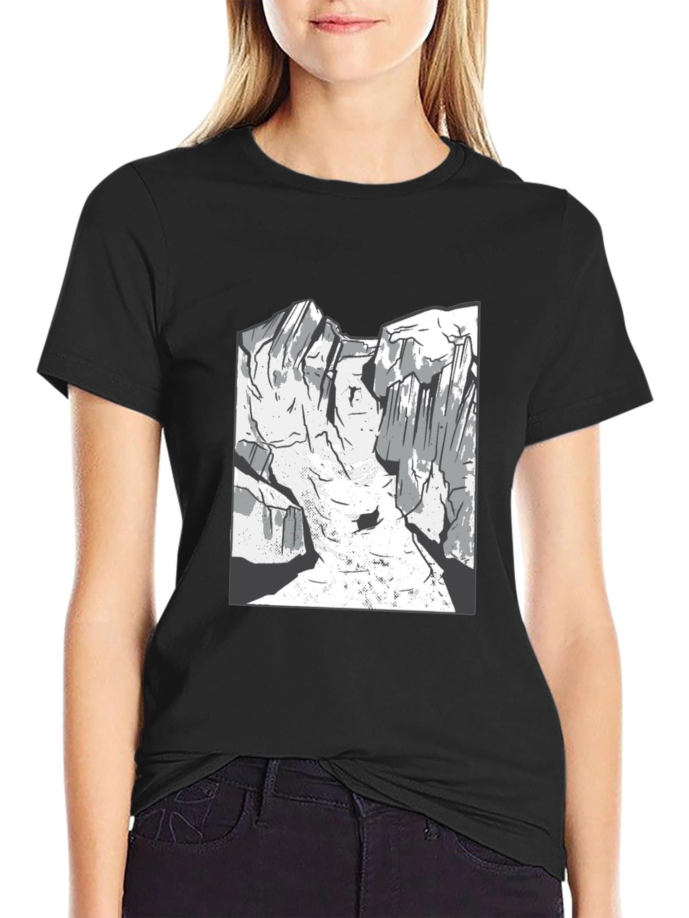 Black Mountain Graphic Tee - Black Cotton Casual Shirt view 2