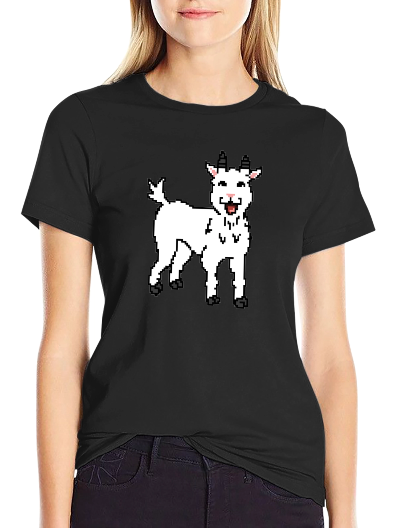 Black Pixel Goat Graphic T-Shirt - Black view 2