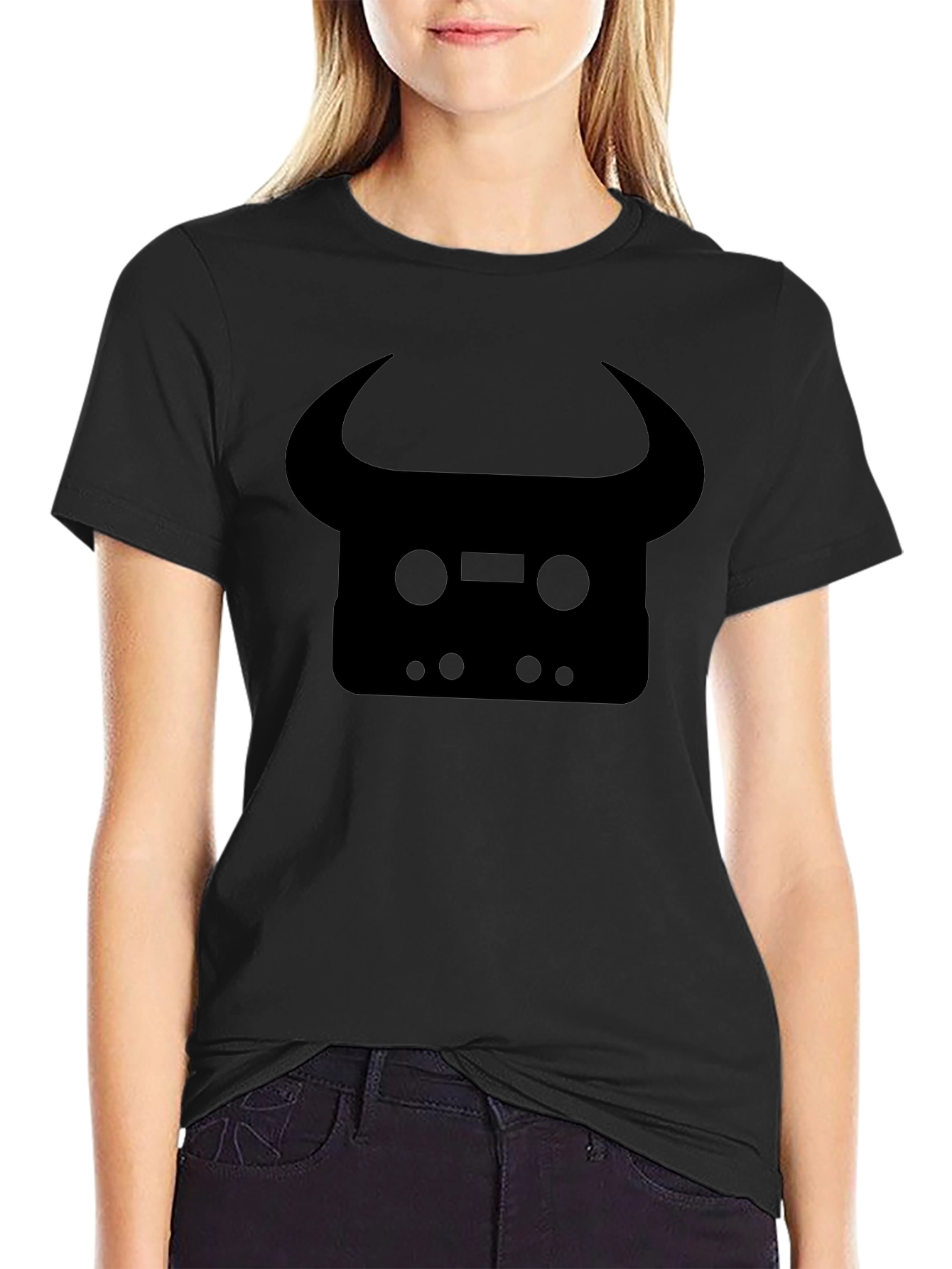 Black Cassette Tape Bull Graphic Tee - Black view 2