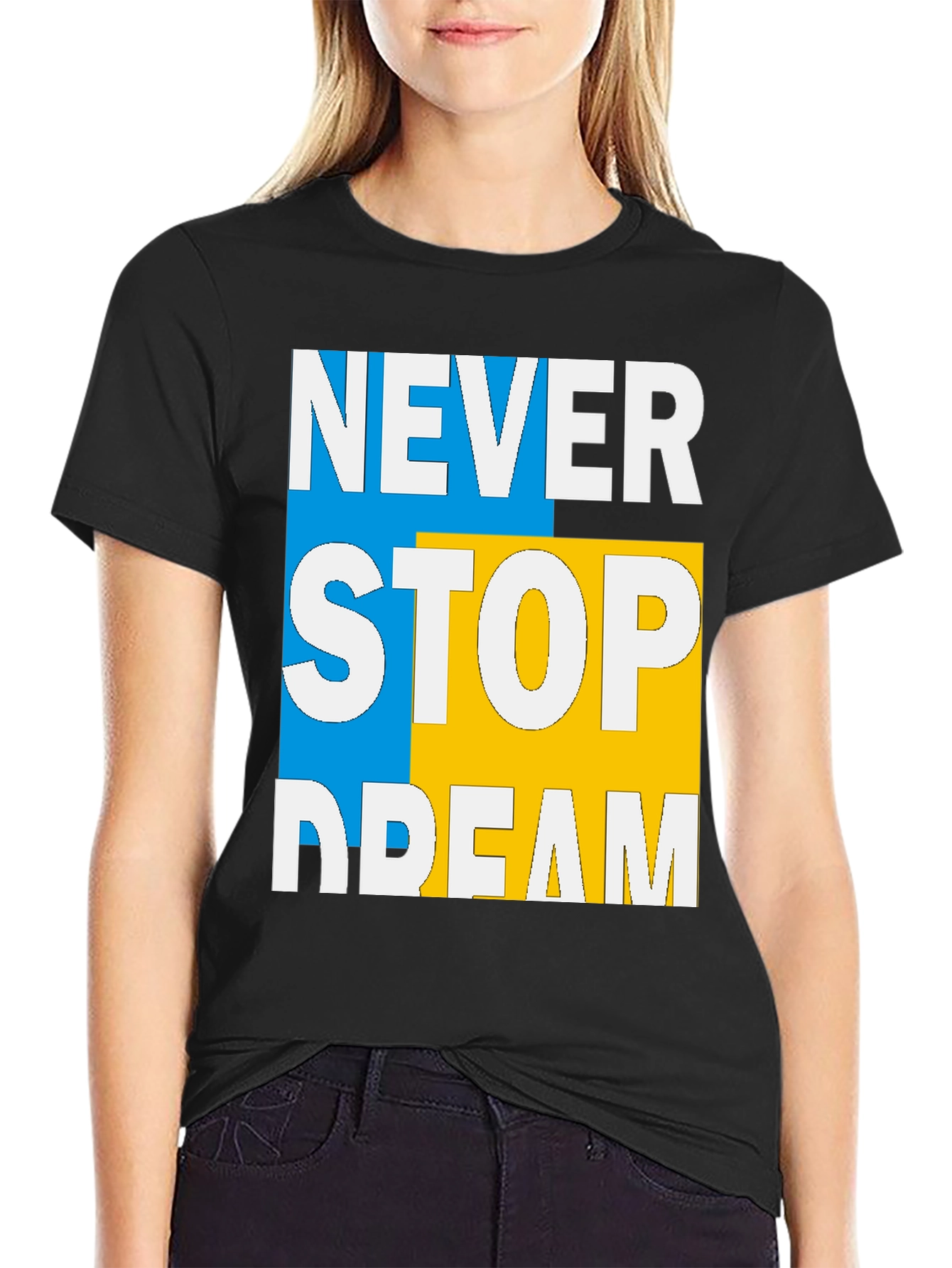 Black Never Stop Dreaming Graphic T-Shirt view 2