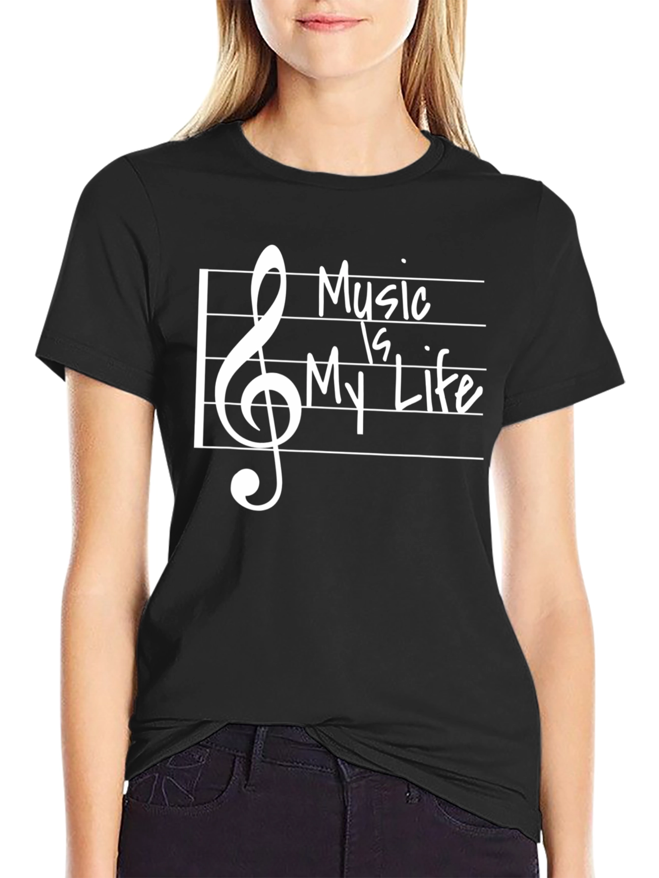 Black Music Is My Life Black Graphic T-Shirt view 2