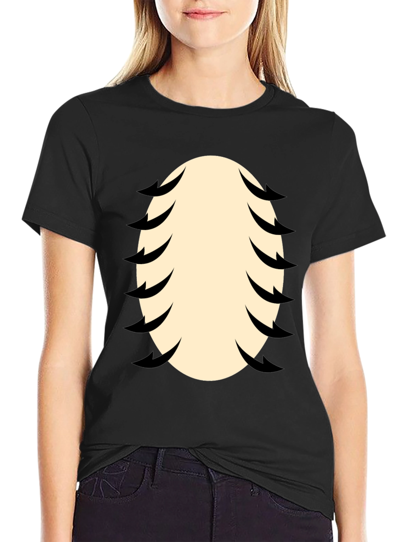 Black Funny Baseball Stitching Costume Black T-Shirt view 2