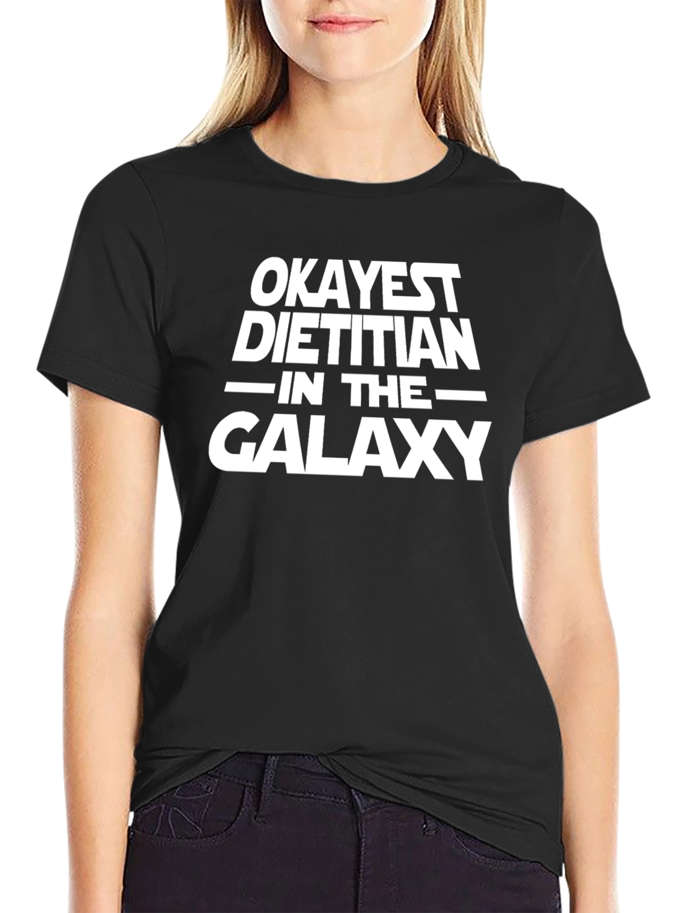 Black Okayest Dietitian in the Galaxy Graphic T-Shirt view 2