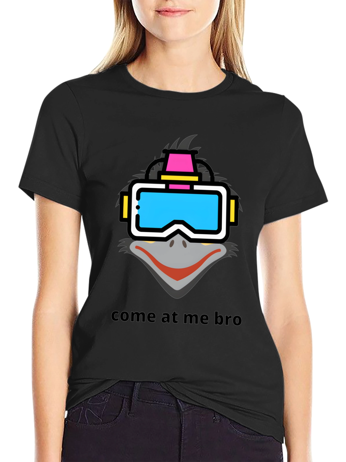 Black Emu VR Headset Graphic T-Shirt view 2