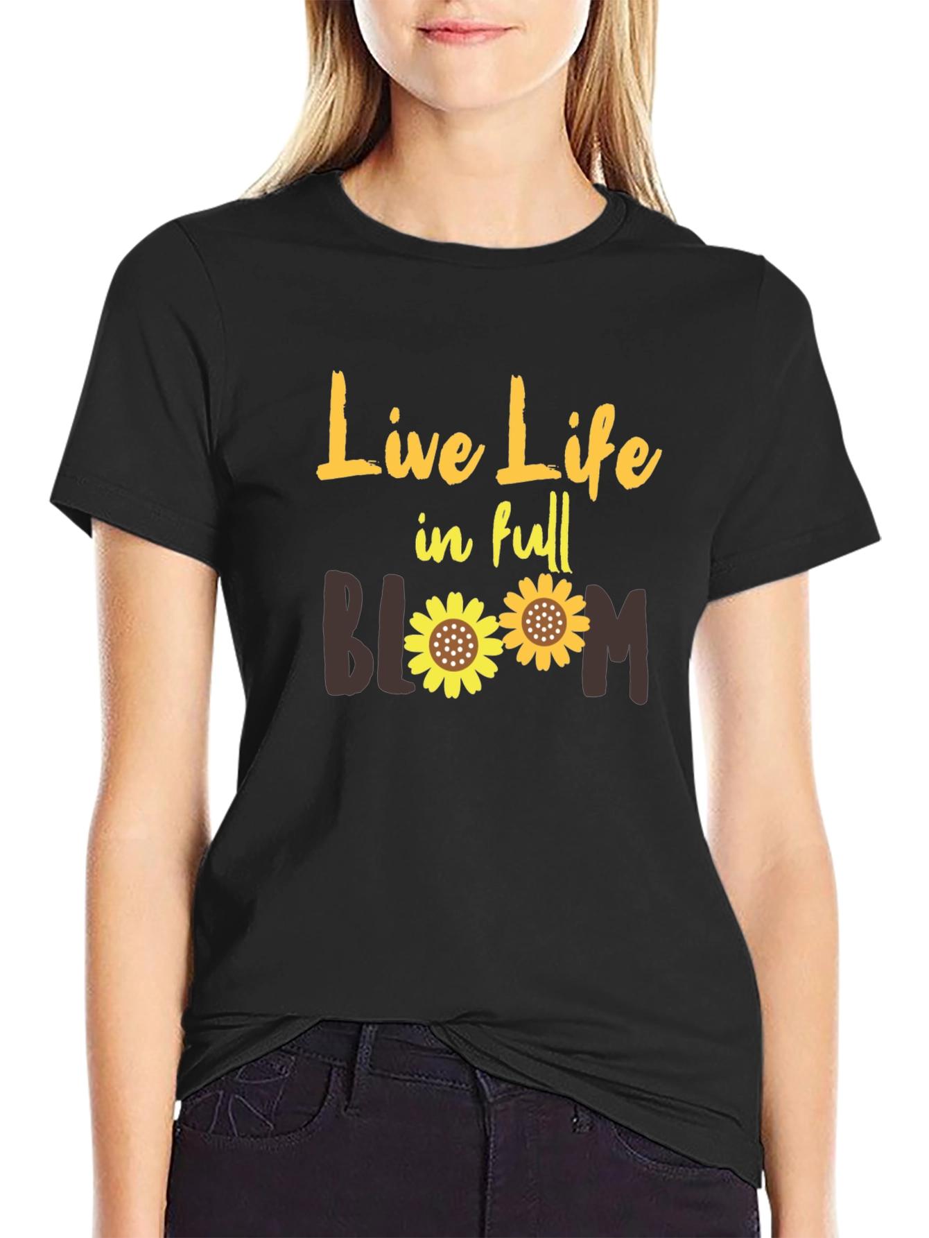 Black Live Life in Full Bloom Graphic T-Shirt view 2