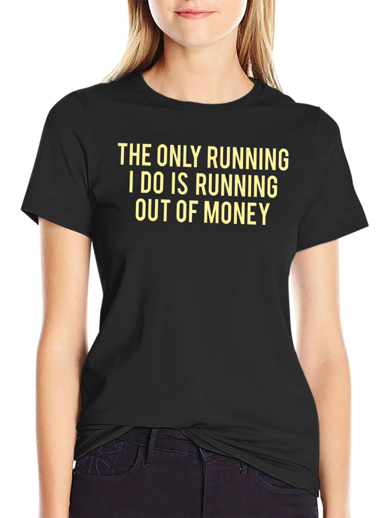 Black Funny Saying T-Shirt - Running Out of Money view 2