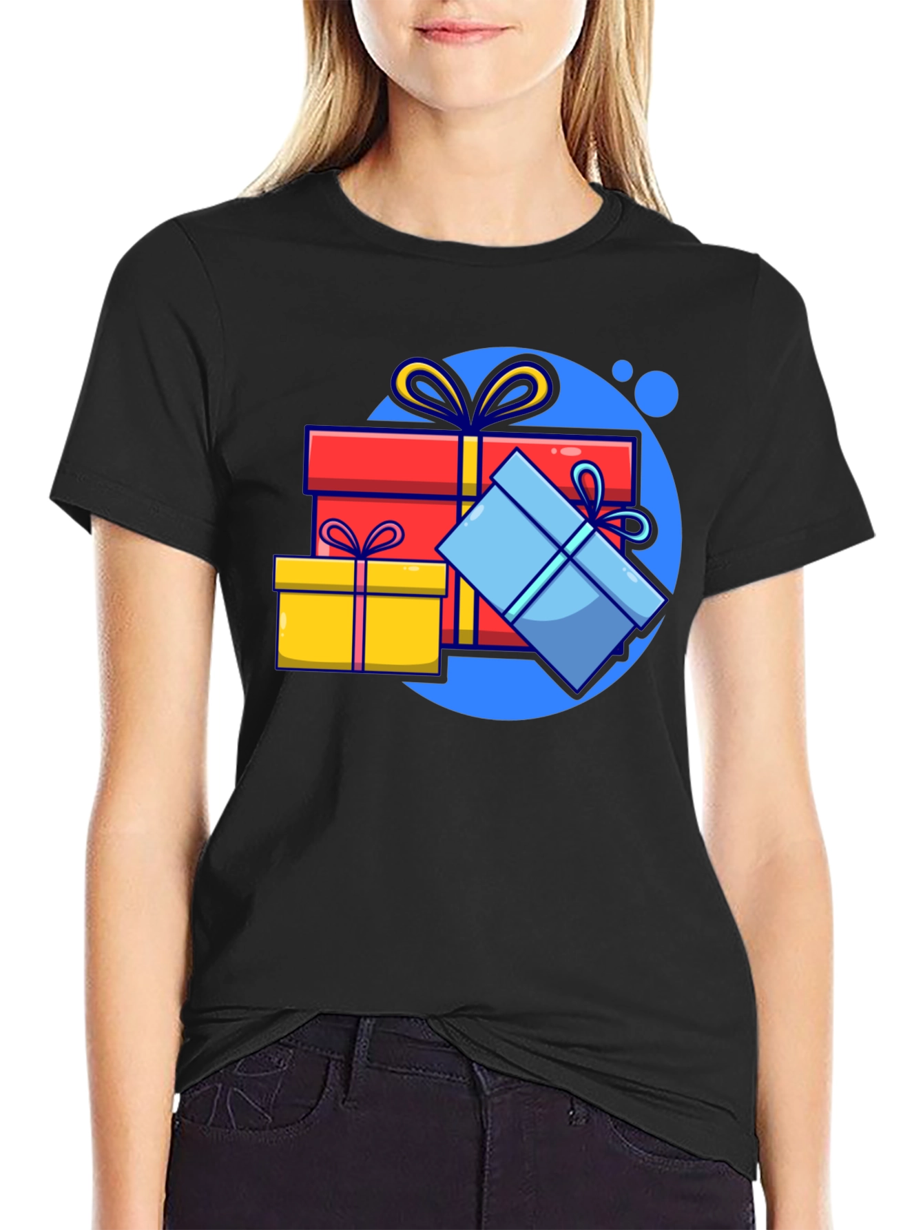Black Festive Gift T-Shirt - Black Holiday Tee view 2