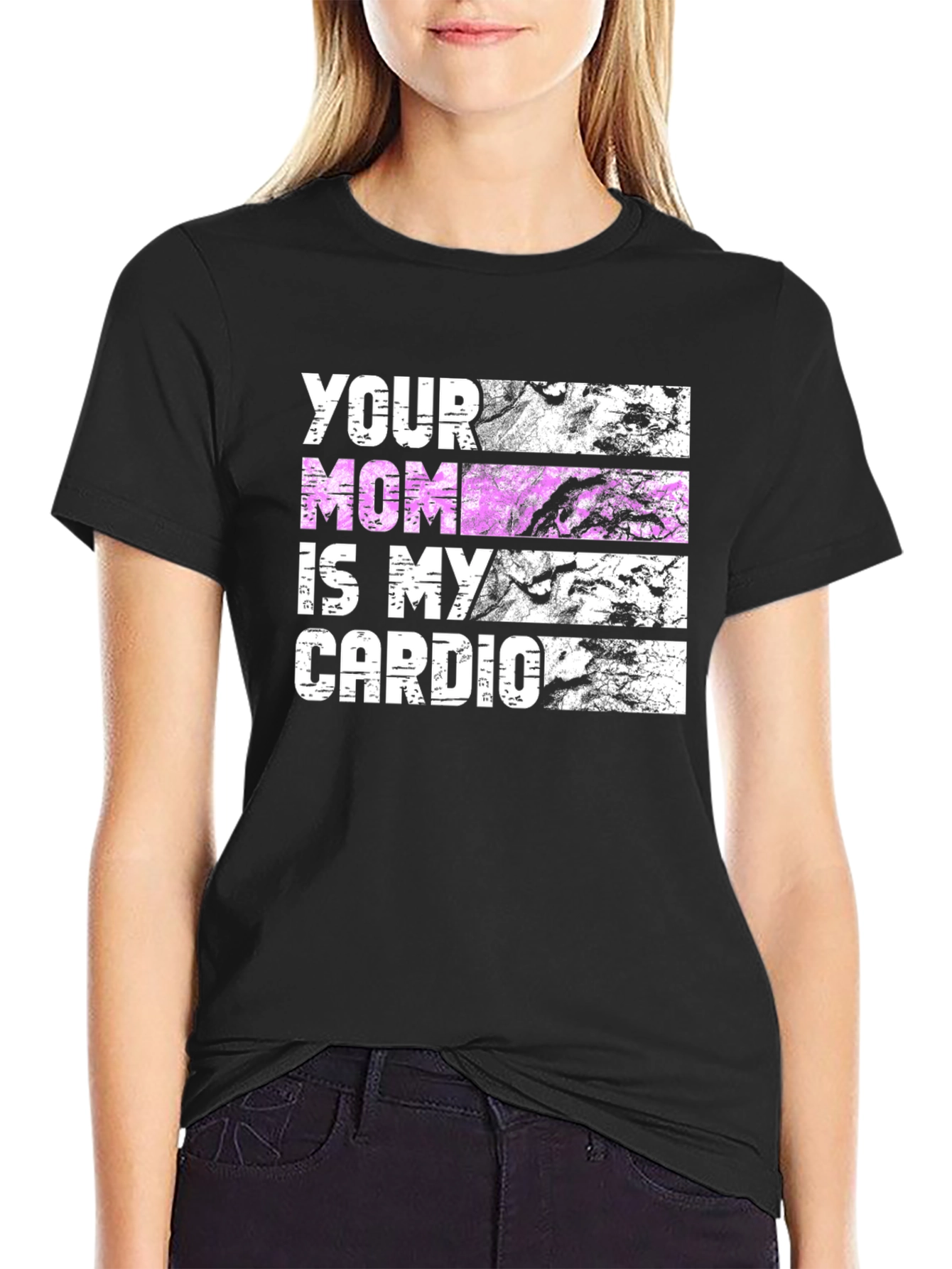 Black Your Mom Is My Cardio Black T-Shirt view 2