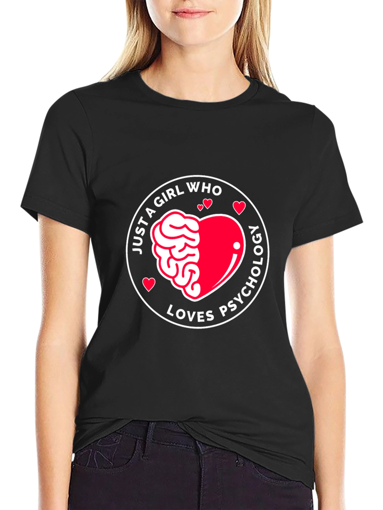 Black Just a Girl Who Loves Psychology T-Shirt view 2