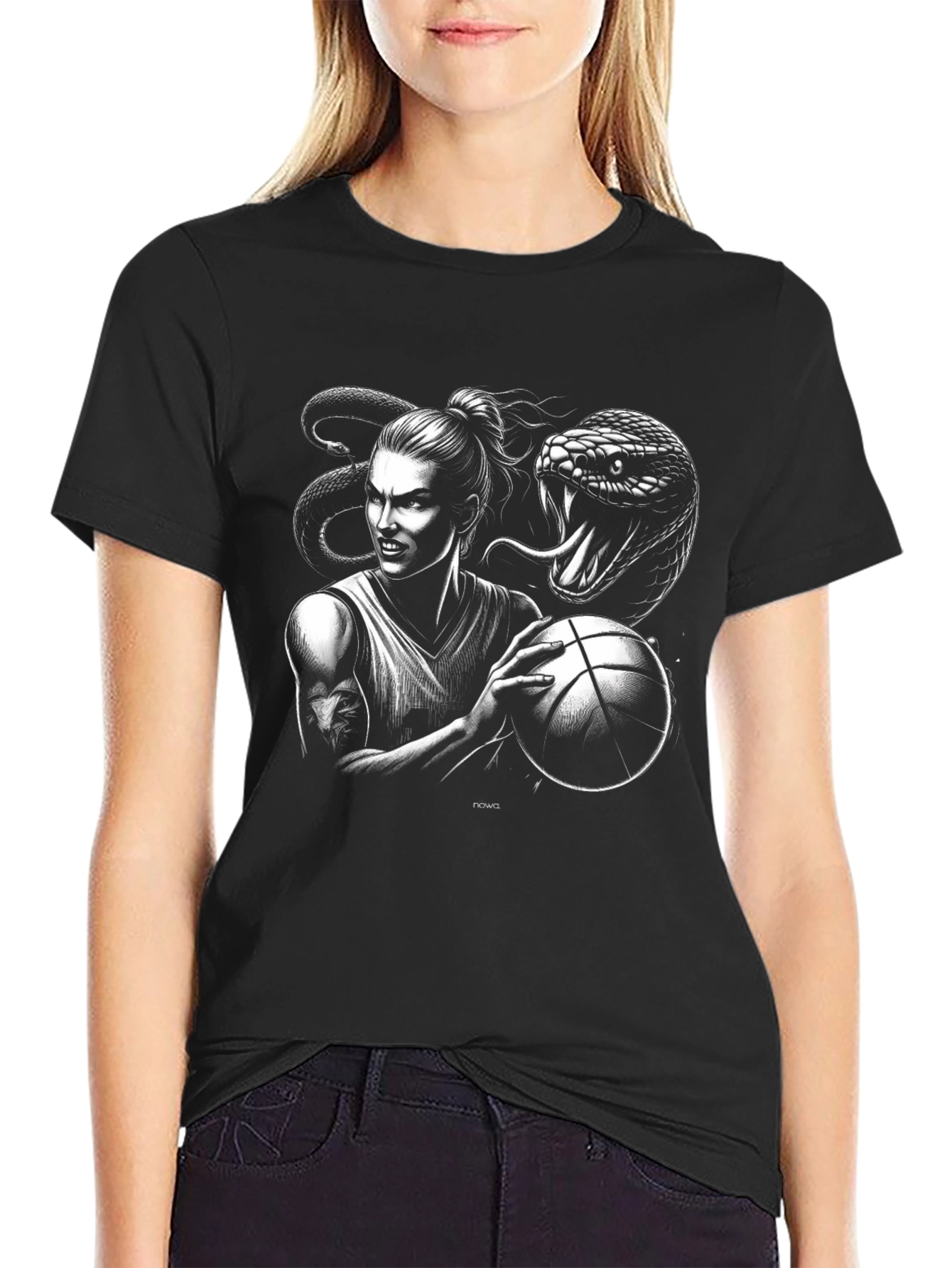 Black Basketball Snake Graphic Tee - Black view 2