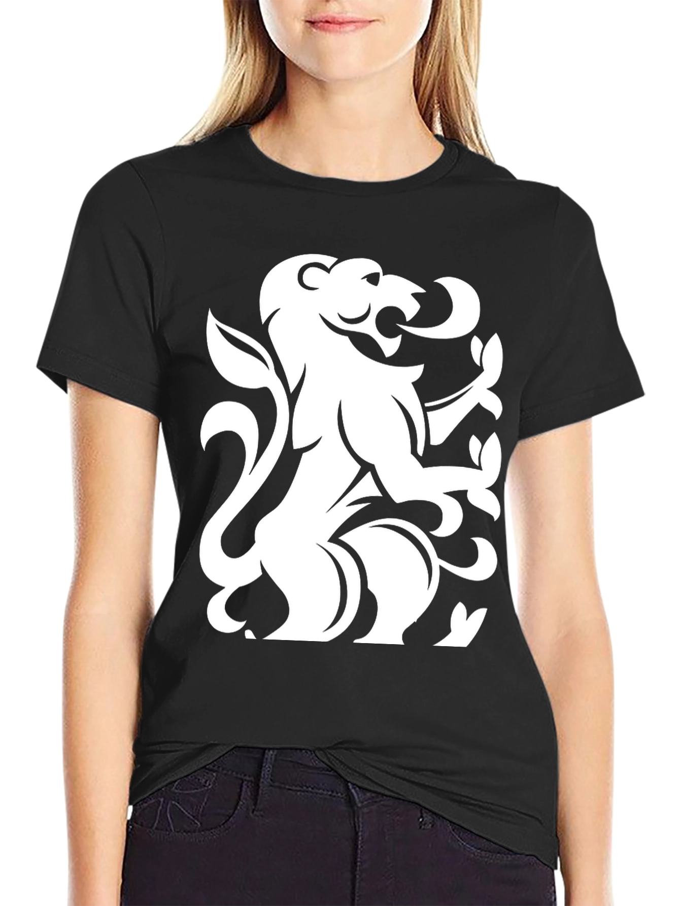 Black Lion Crest Graphic T-Shirt - Black view 2