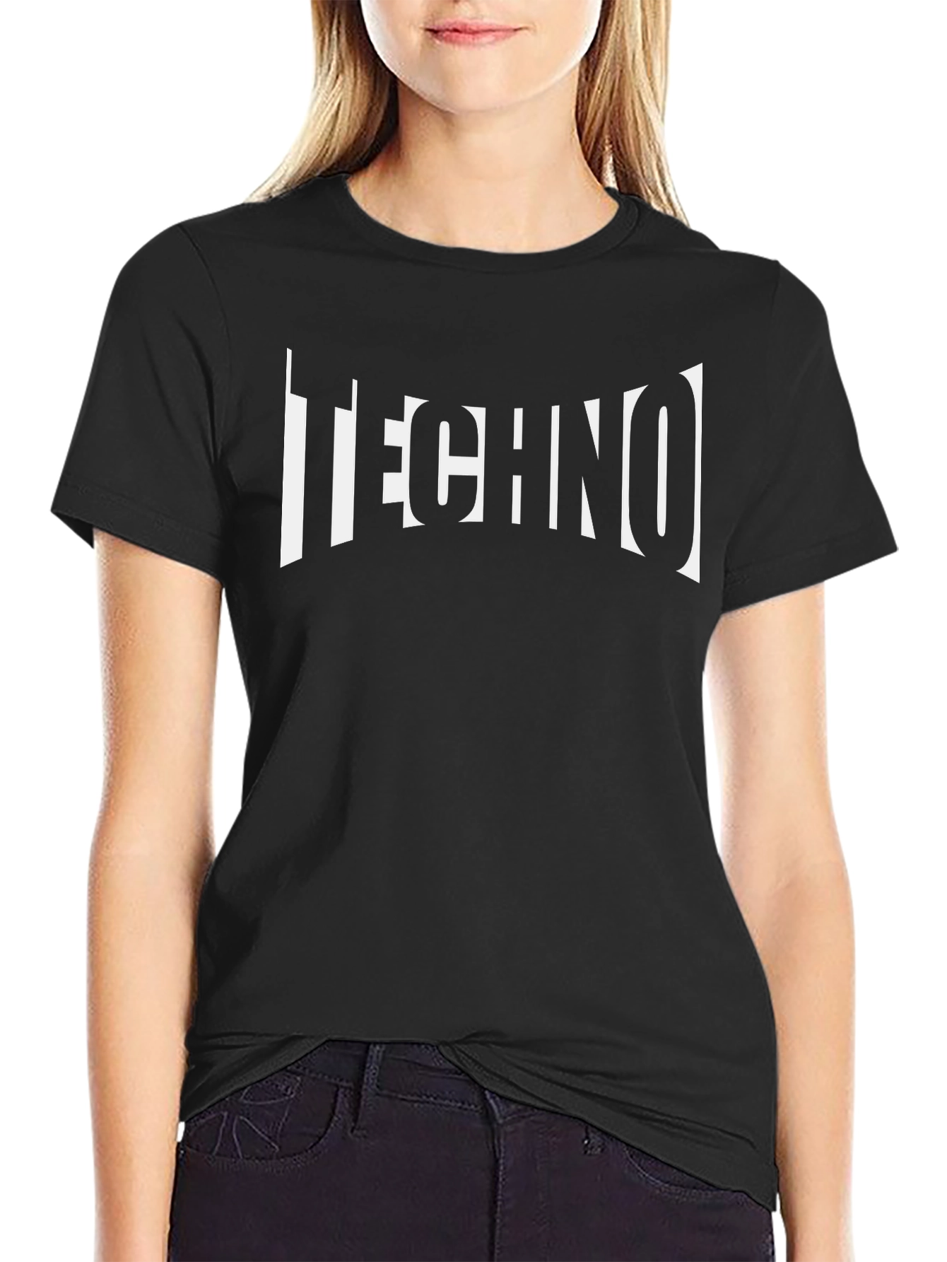 Black Techno Music Graphic T-Shirt - Black Cotton Tee view 2