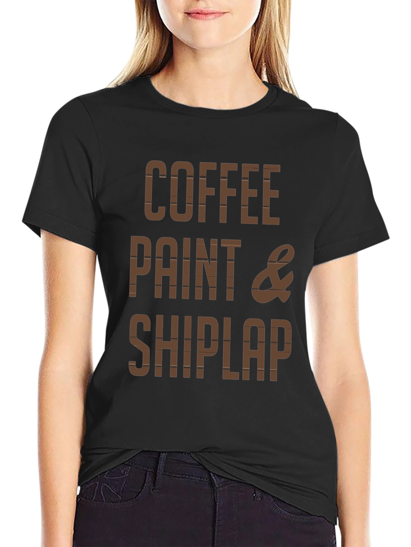 Black Coffee, Paint & Shiplap Graphic Tee view 2