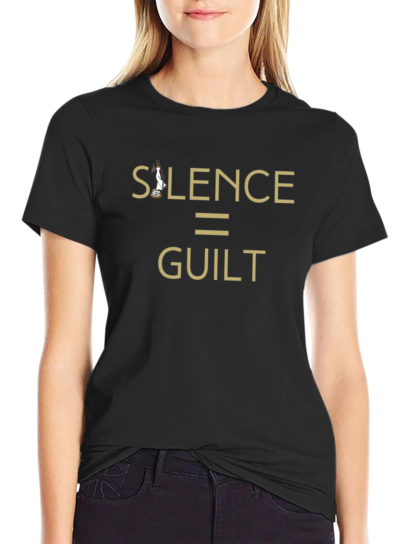 Black Silence Equals Guilt Graphic Tee - Unisex view 2