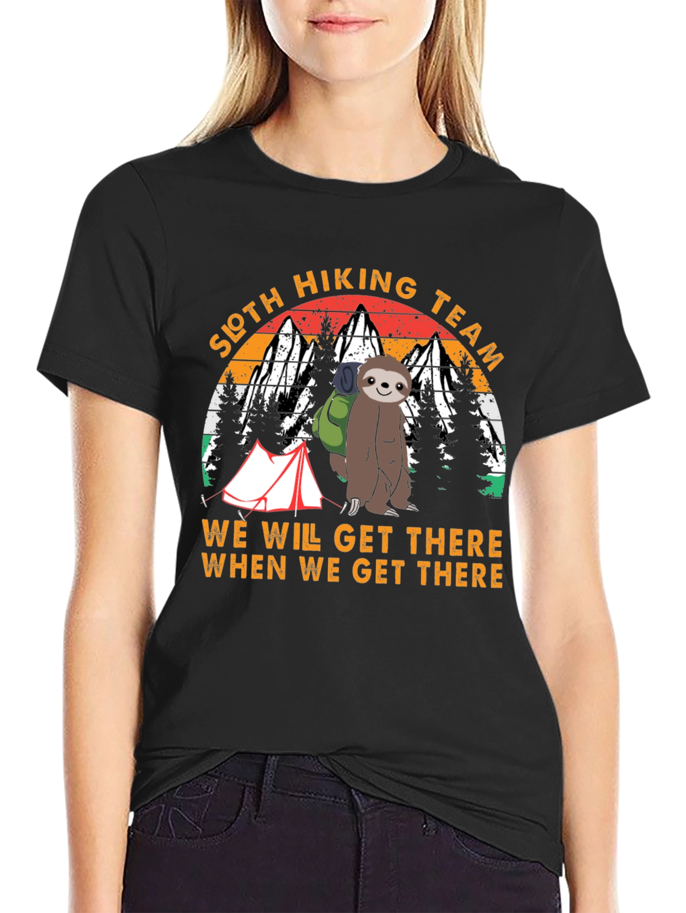 Black Sloth Hiking Team T-Shirt - We Will Get There view 2