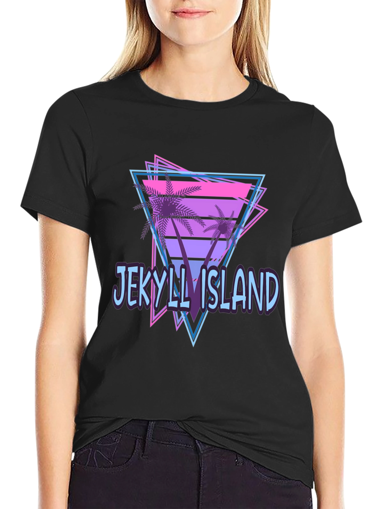 Black Jekyll Island Retro Graphic T-Shirt view 2
