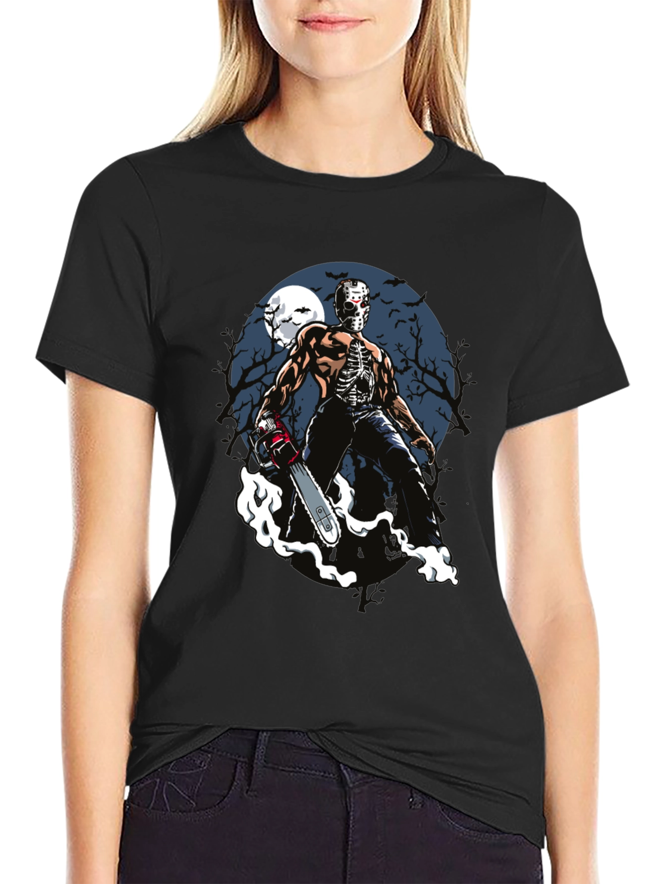 Black Horror Chainsaw Graphic Tee view 2