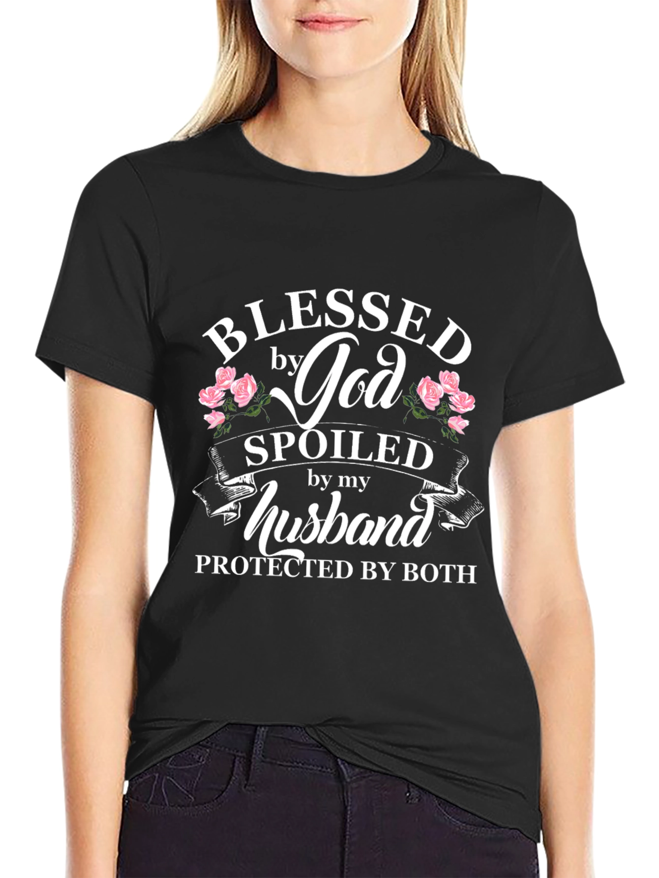 Black Blessed By God Spoiled By My Husband Black T-Shirt view 2