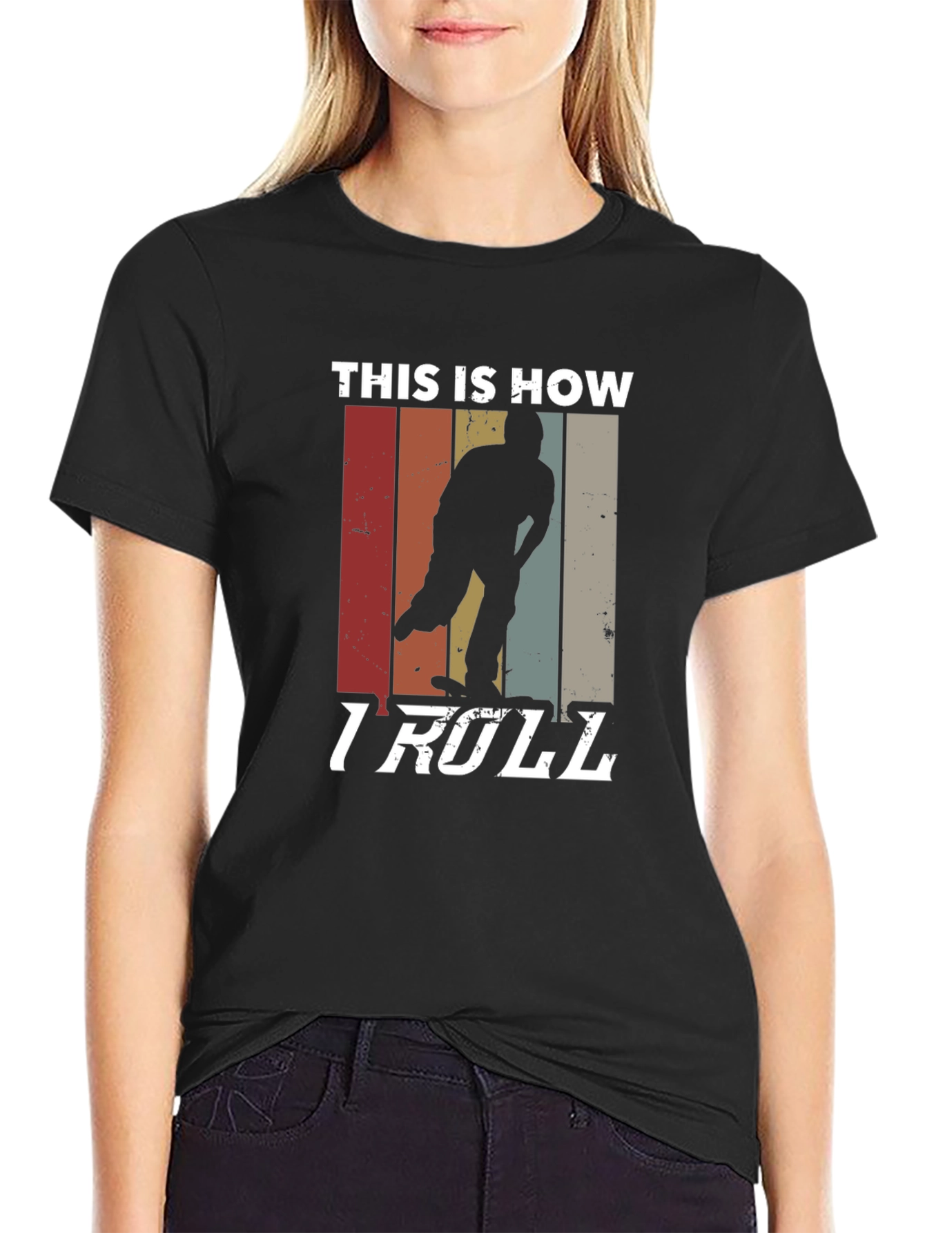 Black This Is How I Roll T-Shirt - Retro Skater Tee view 2