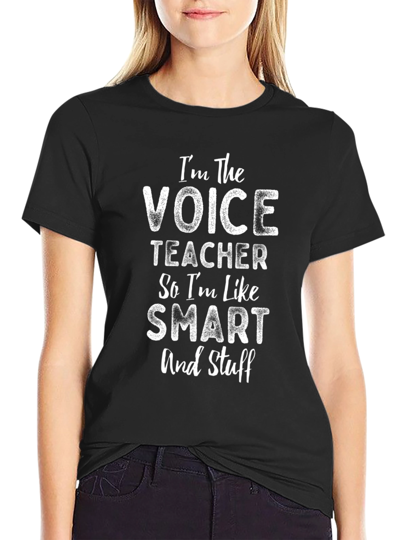 Black Voice Teacher Smart Funny Black T-Shirt view 2