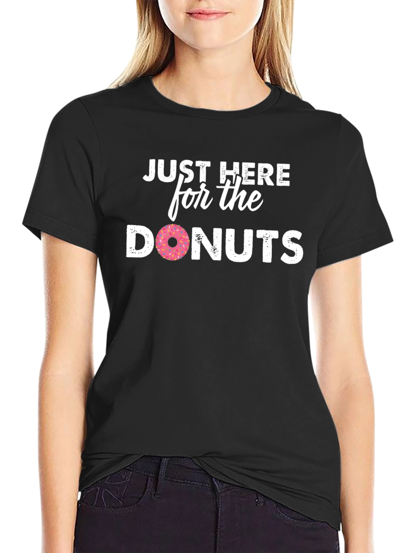 Black Just Here For The Donuts T-Shirt view 2