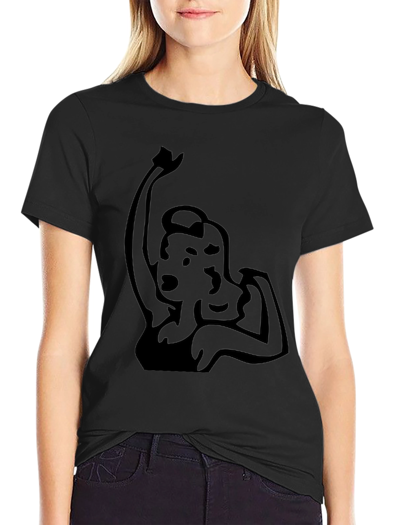 Black Retro Woman Graphic Black Tee view 2