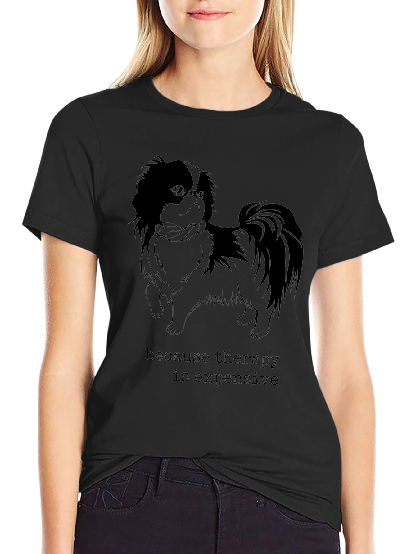 Black Therapy is Expensive Dog Graphic T-Shirt view 2