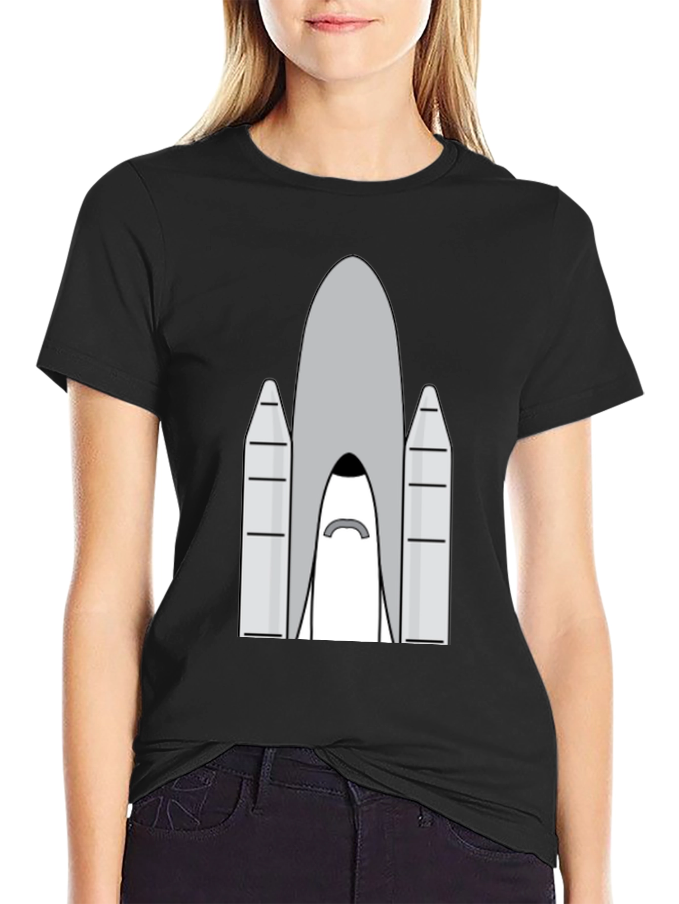 Black Rocket T-Shirt - Space Shuttle Graphic Tee view 2